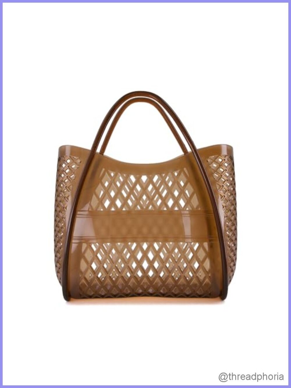 Clear Jelly Tote Bag Lightweight Waterproof Open Top Lattice Cutout